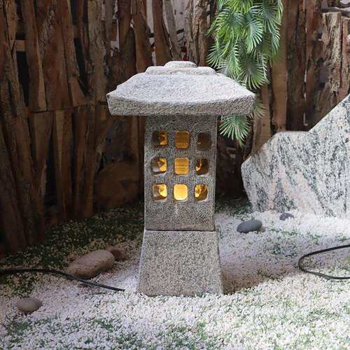 石灯笼日式庭院石灯塔青石仿古地灯户外中式别墅园林景观照明摆件
