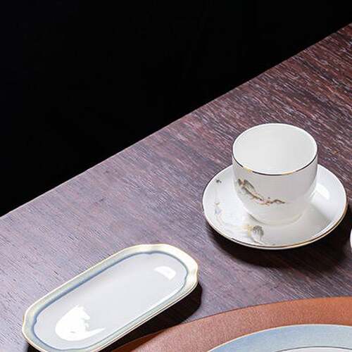 江山如画酒店摆台餐具套装高档会所骨瓷碟私房菜包厢招待碗碟摆盘