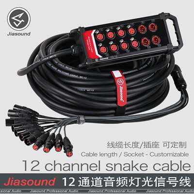 Jiasound 12通道流动信号线缆舞台演出灯光音响卡侬连接线缆盒12H