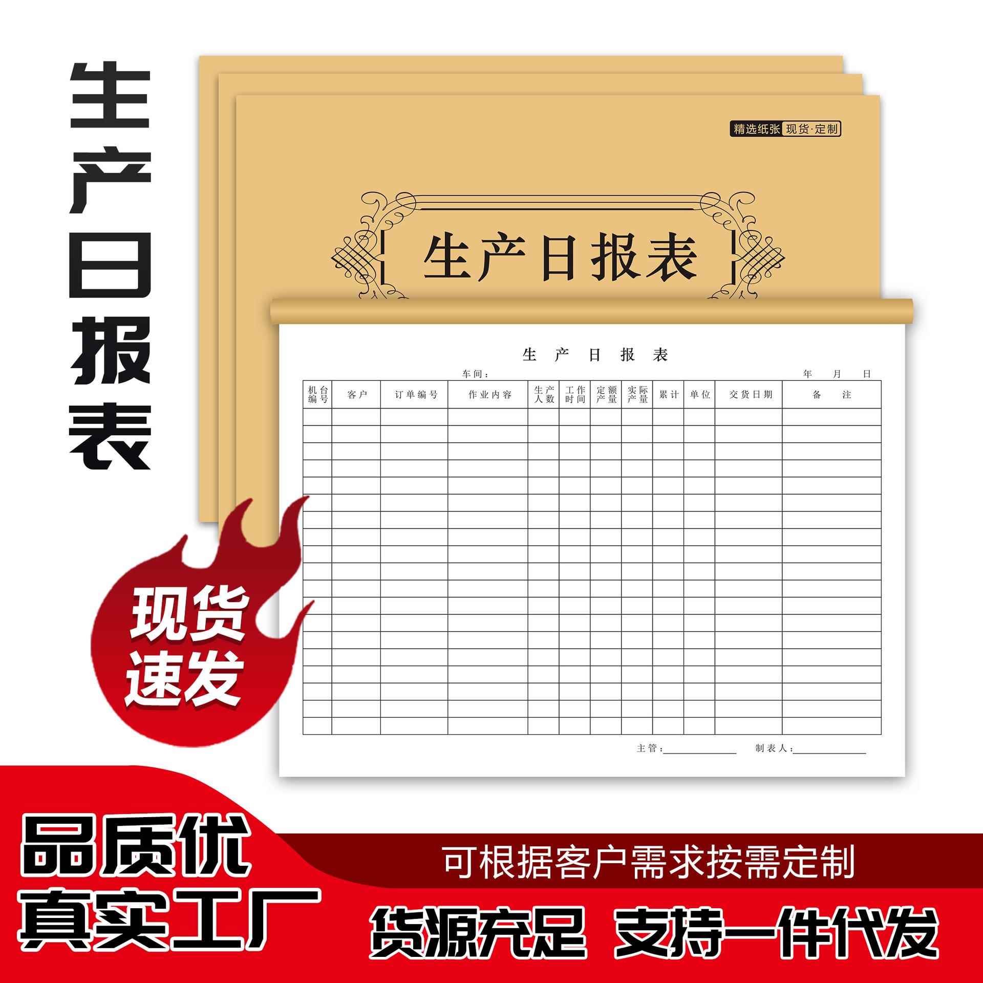生产日报表工厂产量明细册每日车间数量统计表单据凭证生产统计