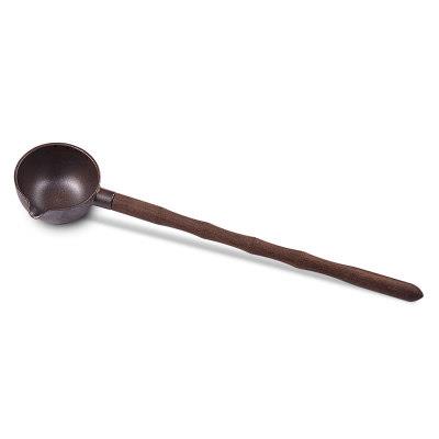 石魂黑檀木手柄过滤柴烧陶瓷煮茶器分茶勺子茶道煮茶勺分茶器茶勺