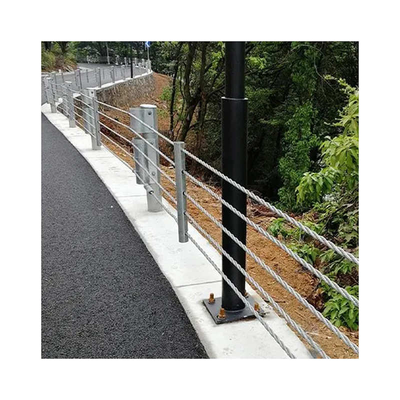 不锈钢安全钢丝绳现货钢丝 护栏护栏河道两侧景区绳索护栏厂家防