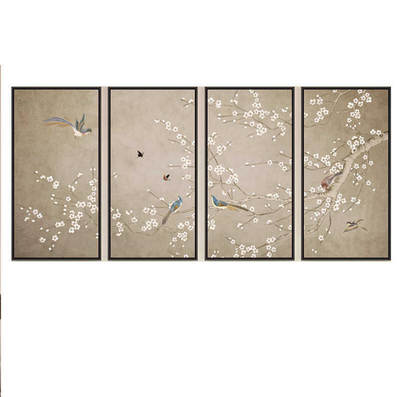 新中式装饰画鸟语花香中式客厅挂画沙发背景墙画花鸟国画