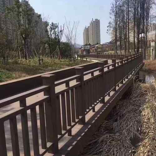 户外观景塑木木栈道平台防腐公塑扶手园水LJJ上凉亭栅栏