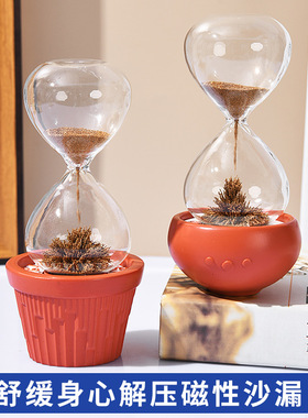 磁铁摆件高级感计创意玻璃沙漏 迷你小时间磁力摆件流沙沙漏