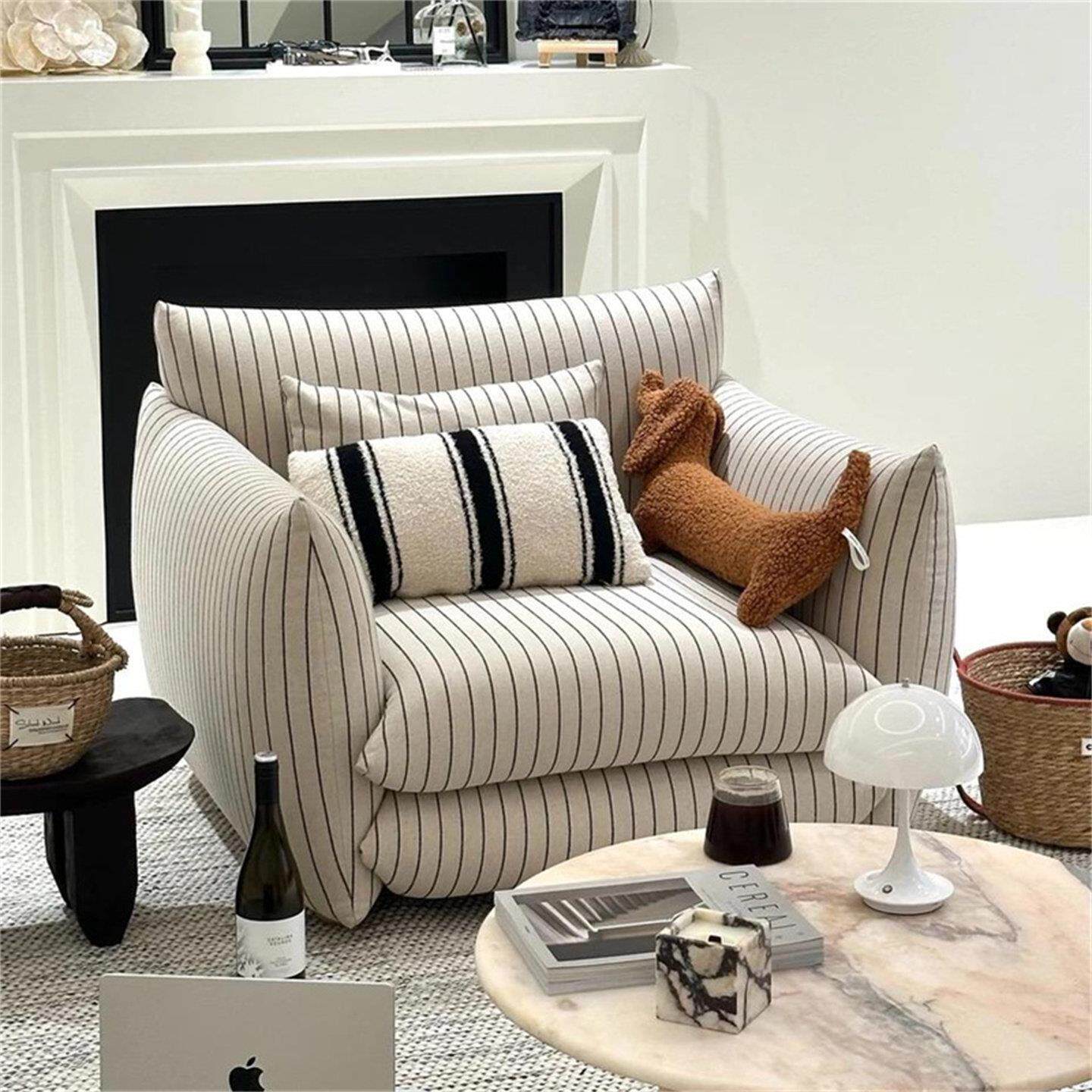 2025新款法式棉麻布艺瑟利亚沙发客厅小户型双三人位直排休闲躺椅