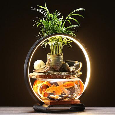 招玻财流水摆件鱼缸RQJ家客厅桌面办公璃室喷泉开业礼品厂家直居