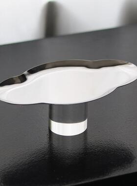 抽象艺术云朵果盘金属摆件酒店会所别墅餐桌茶几水晶底座果碟饰品