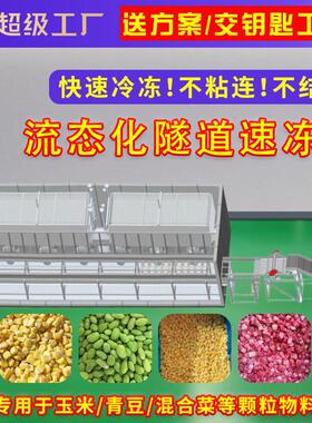 玉米粒青豆粒速冻设备 蔬菜条水果丁速冻生产流水线 流态化速冻机