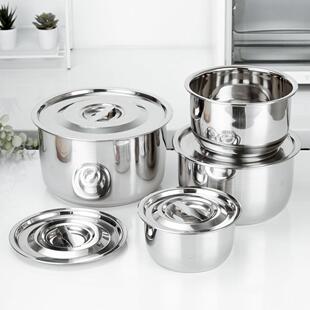 不锈钢猪油盆带盖子盆食品级装家用油缸厨房圆形碗公料理盆子打蛋