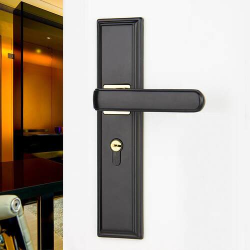 简约黑色门锁房门锁室内卧室实木门锁家用静音门锁具通用型门把道