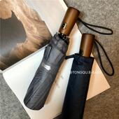 高端10骨增强防风全自动乙烯基遮阳伞女士实木覆古遮阳伞商务男士