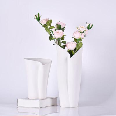 北欧ins风简约白色陶瓷花瓶摆件家居客厅样板间花器