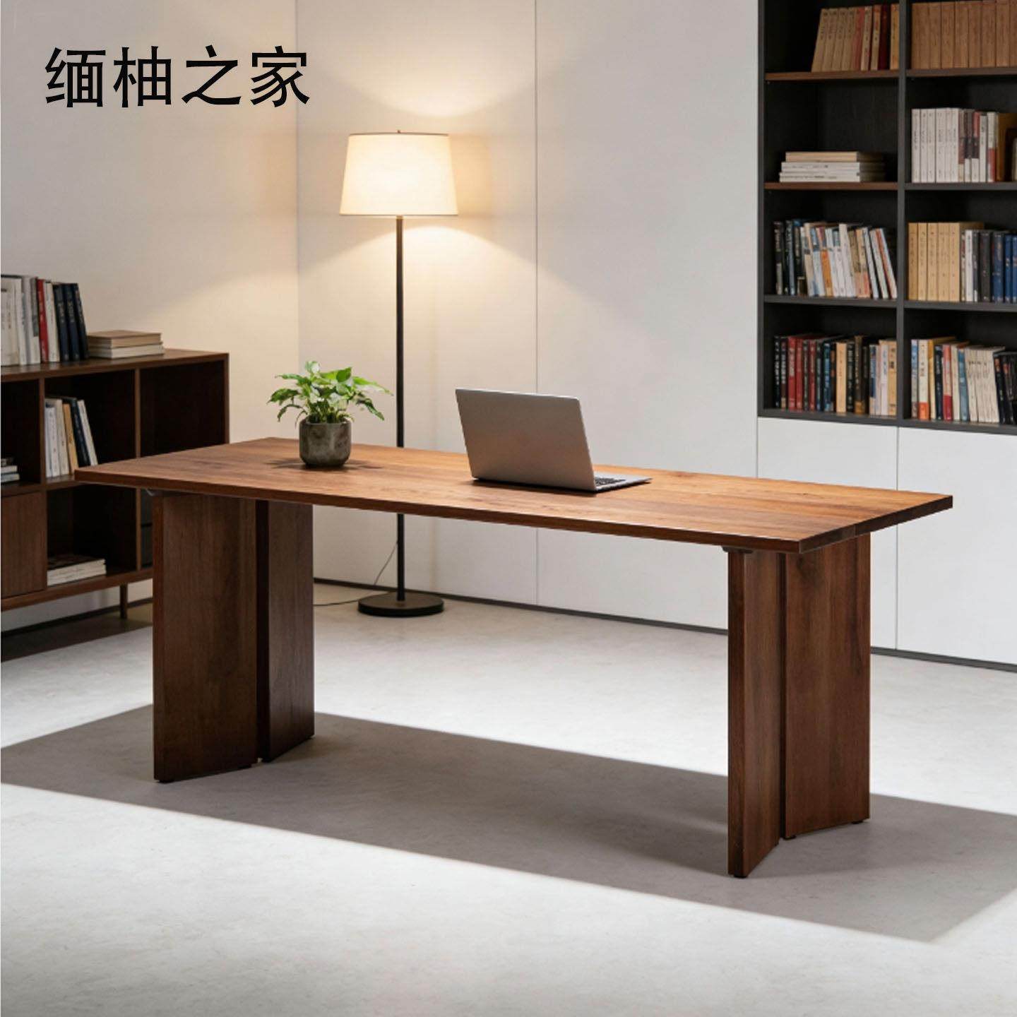 缅甸柚木餐桌瓦城老柚木实木茶桌加厚大板桌长方形原木办公书桌