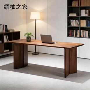 缅甸柚木餐桌瓦城老柚木实木茶桌加厚大板桌长方形原木办公书桌