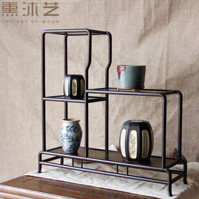 博古架实木明式简约桌面收纳架收纳架紫檀茶壶饰品小茶具架