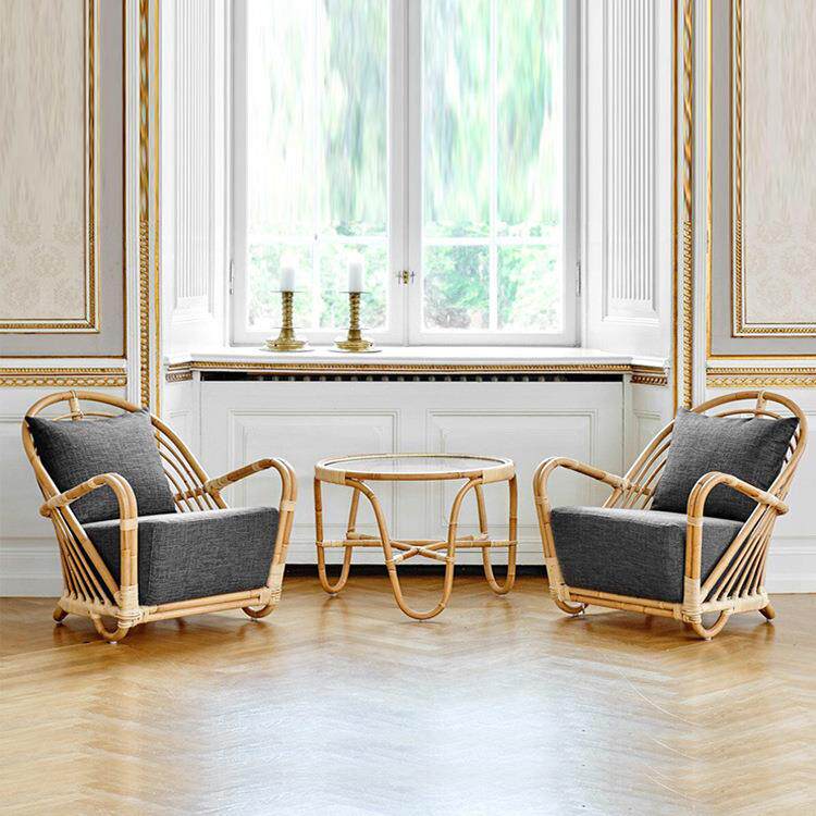 藤编藤条沙发椅客厅阳台休闲真藤单人椅北欧简约现代酒店三件套