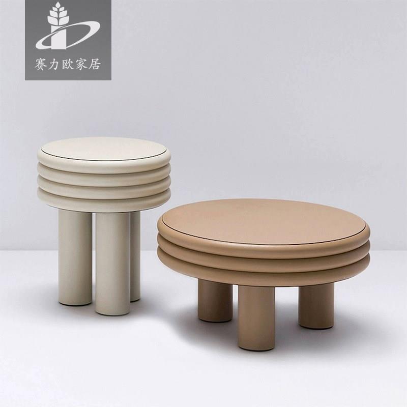 线圈凳烤漆圆凳墩子北欧茶几创意矮凳边几床头柜售楼部样板房家具