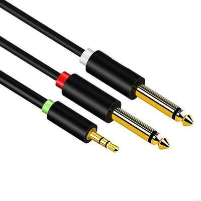 1/8 to 1/4 Stereo Cable 3.5mm to Dual 6.35mm Gold Plated