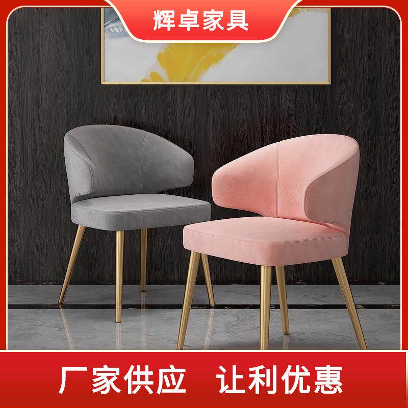 北欧轻奢餐椅家用餐厅铁艺靠背现代简约ins化妆椅子高弹泡沫海绵