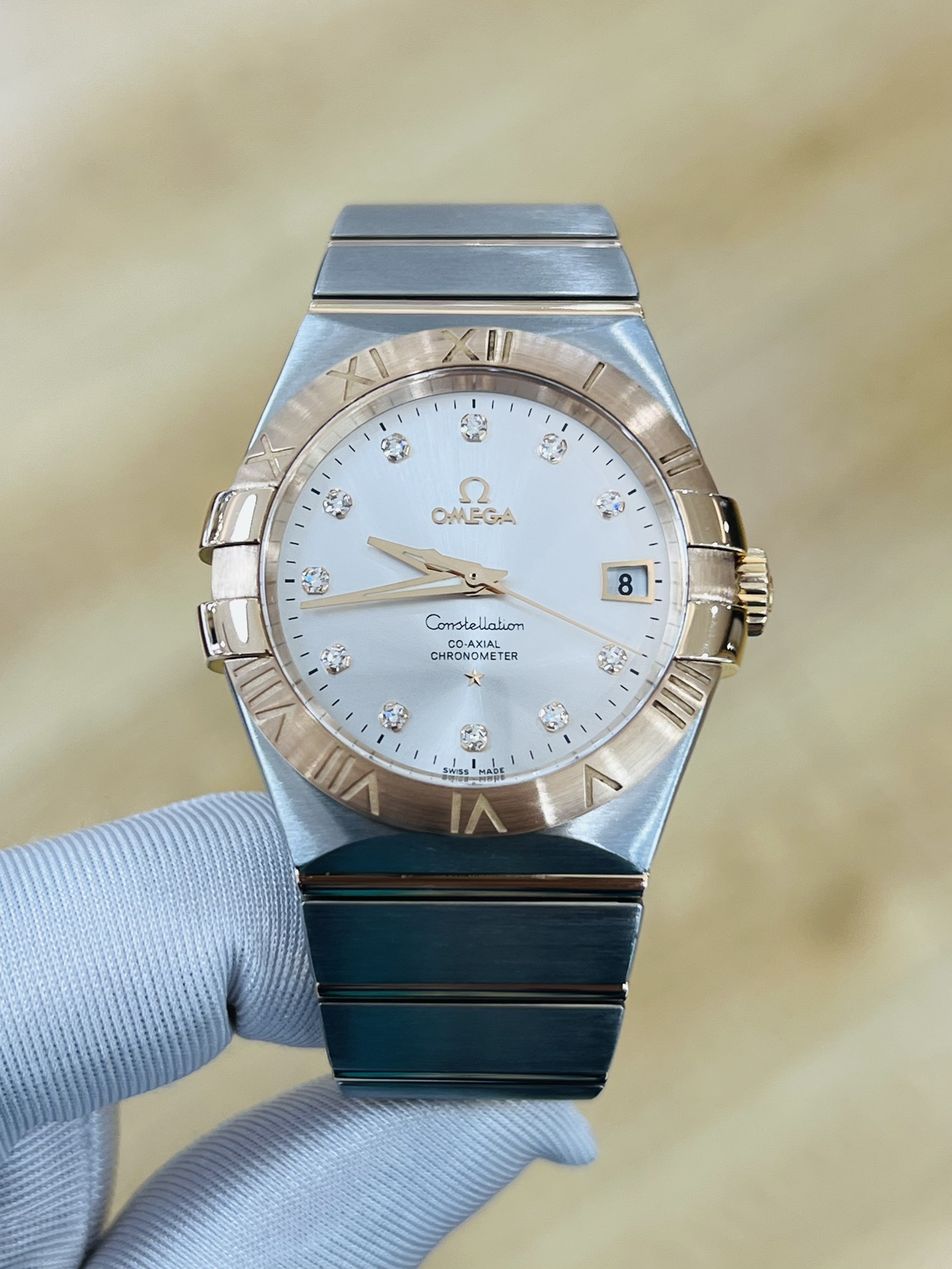 [9.8新欧米茄星座男表18K金精钢自动机械手表123.20.35.20.52.001