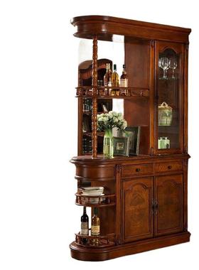 式实木大间厅柜进门隔断KHT柜美酒客厅欧式雕户花玄关柜柜入屏风