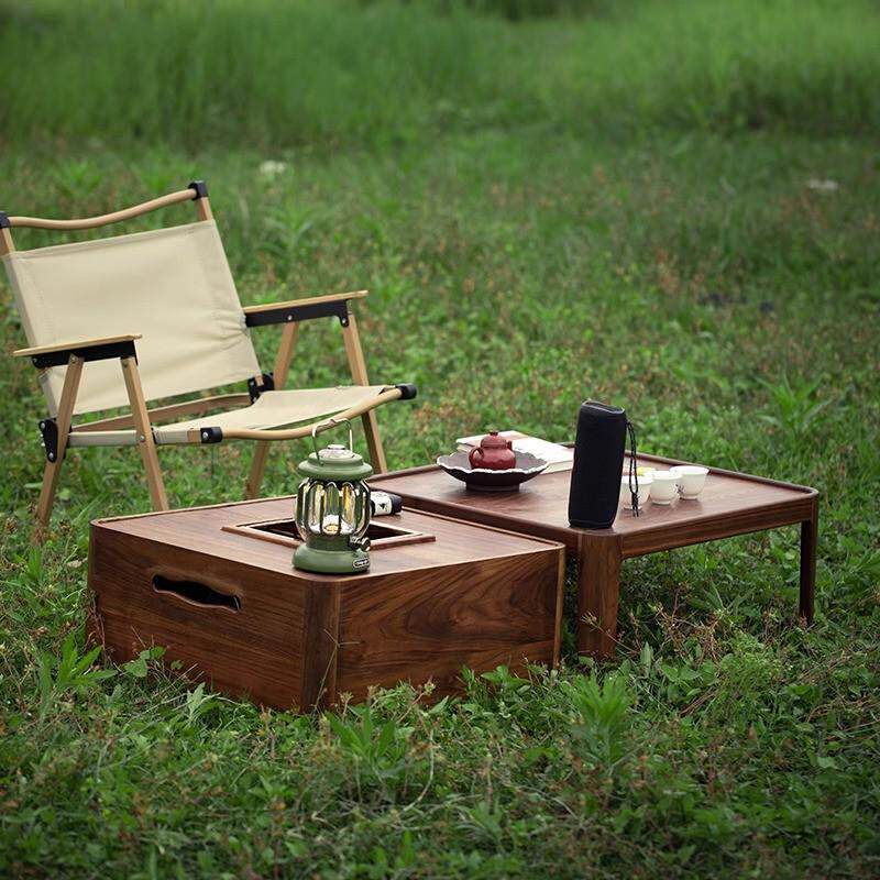 茶炉钵茶桌实木煮茶烤围茶道碳炉炭中式榻榻米烧水复古火胡桃木炉