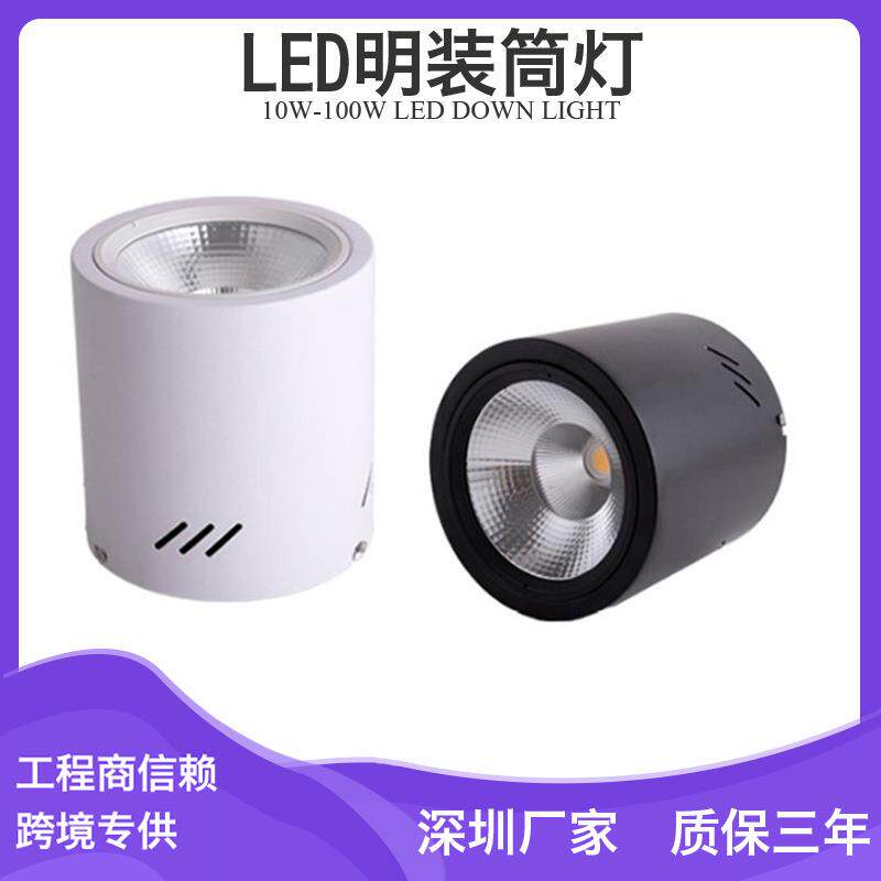 户外走廊雨棚灯30W40W50W60W明装筒灯/吊链式安装led大功率筒灯
