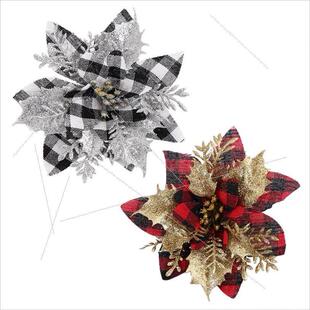 Christmas 14cm plaid Christmas tree decorated with flowers