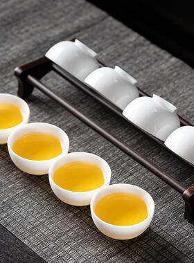 高端冰种玉白瓷功夫小茶杯6祇装家用陶瓷茶具茶碗客人品茗杯纯白