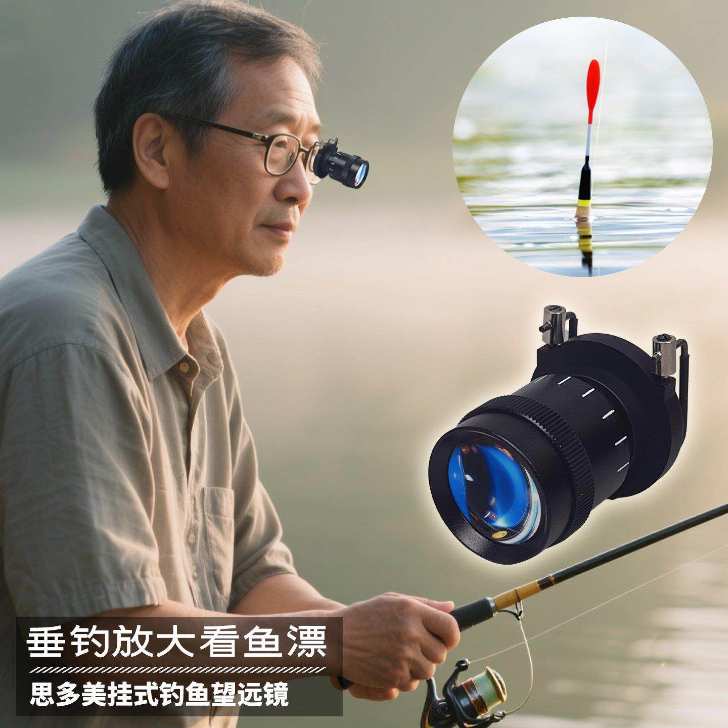 鱼业望远镜夹眼镜近眼专用高清单筒头戴式视高倍专垂钓8122钓看漂