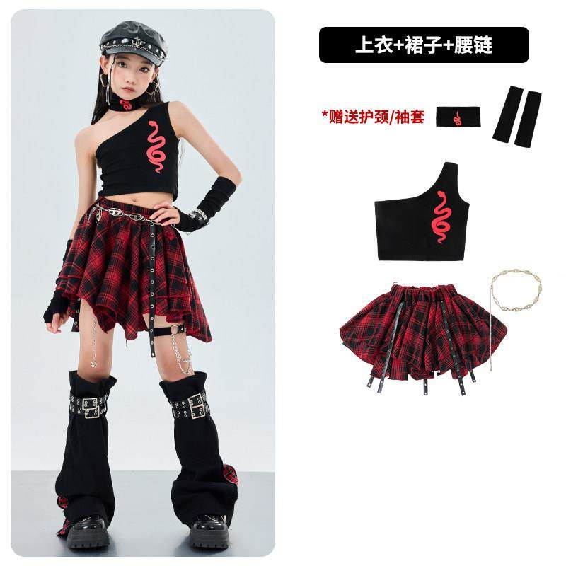 正品爵士舞女童服演街舞儿童哈w潮女孩走秀表服炸嘻街演出服服套