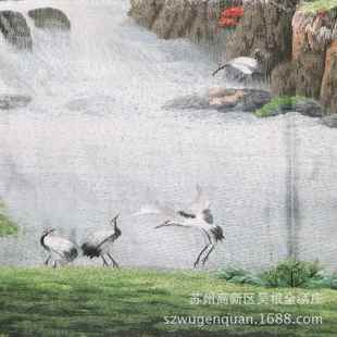 苏绣片绣LAQ客厅办公室会装 议聚室酒店饰画手工刺绣宝盆