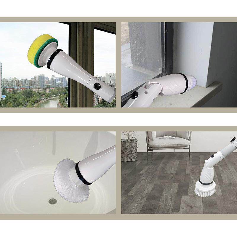 跨境多功能电动清洁刷充电式清洁刷伸缩杆刷客厅厨房清洁旋转拖把