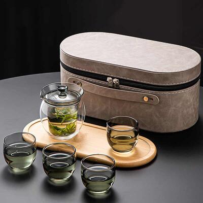 Claska Do 高端玻璃茶具套组中式盖碗茶杯户外露营可携式旅行茶具