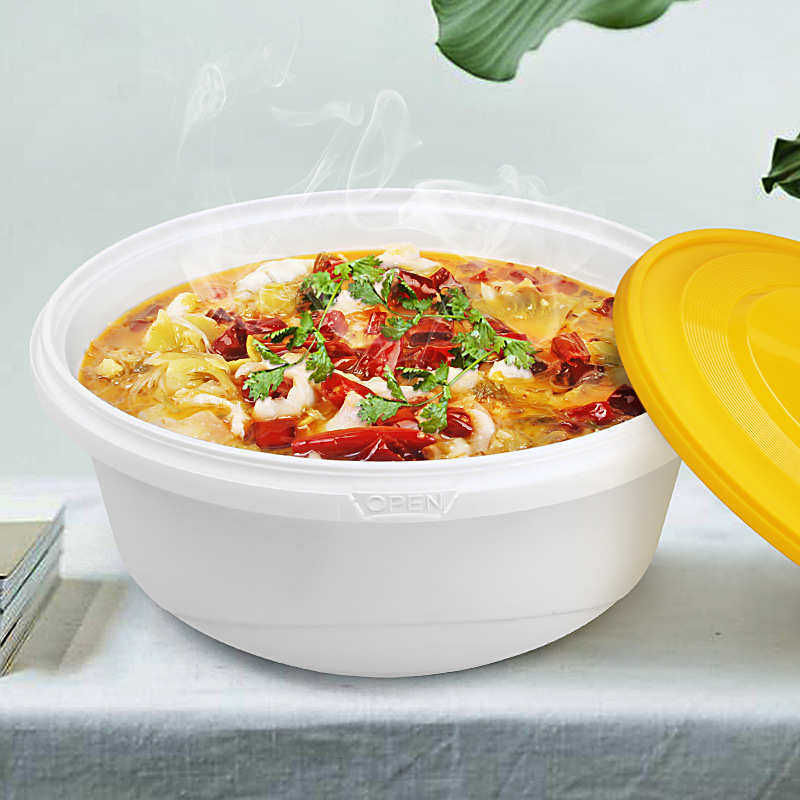 5ZW3000ml大碗酸菜鱼打包盒大号圆形锁扣一次性小龙虾打包盒