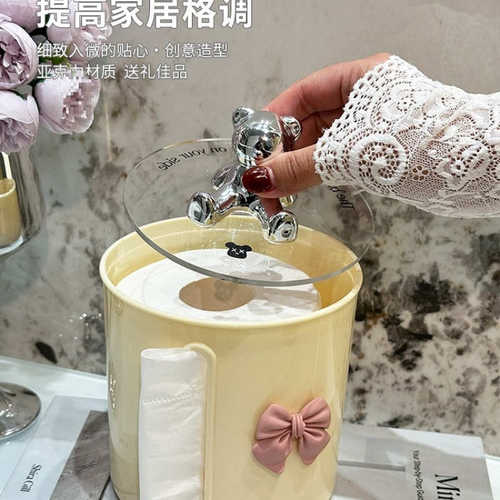 桌面创意卷纸筒圆筒茶几餐巾纸收纳盒抽纸卷纸盒客厅卫生间纸巾盒