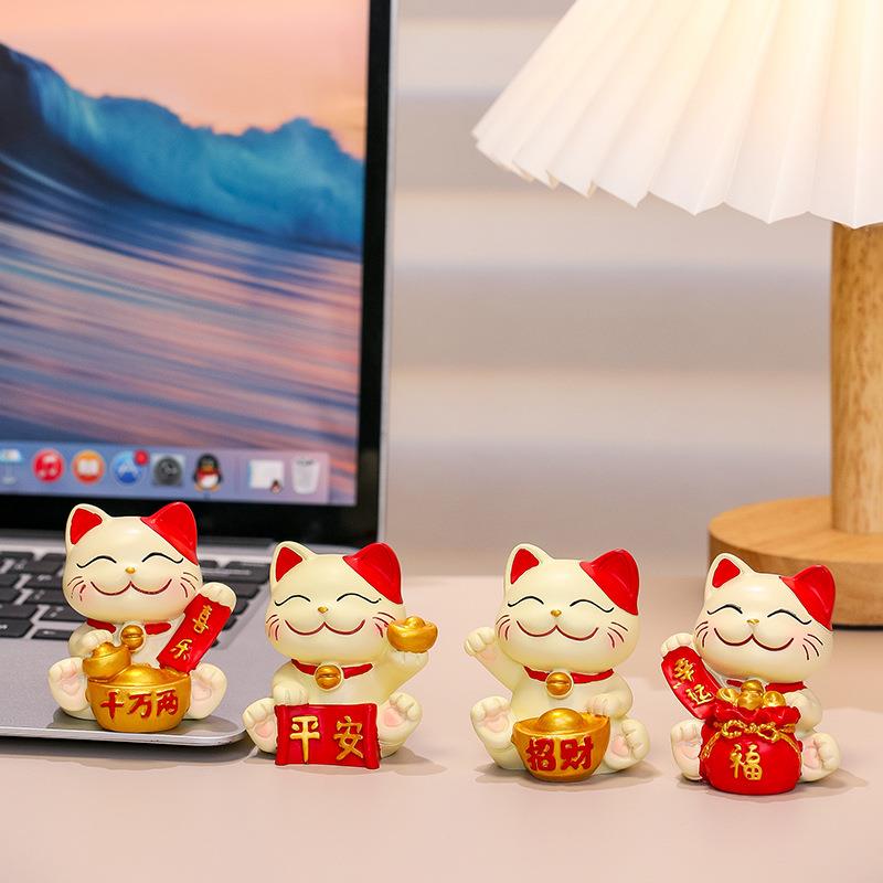 财猫摆件办公室工位小摆件树脂公仔款新创意礼品招高感轻级奢礼物