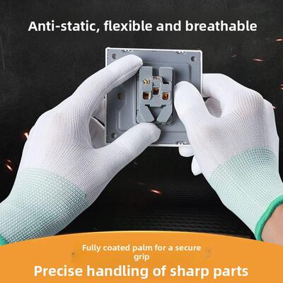 10 Pairs PU Nitrile Safety Coating Nylon Cotton Work Gloves