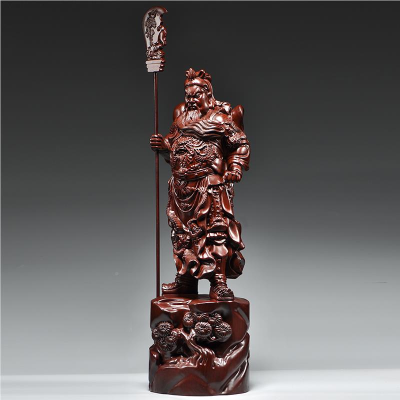 黑檀木雕关公件实摆木武财客神厅佛像家铺居SDP装饰店开业送礼工