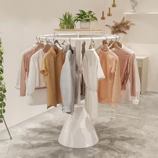 女装成人童装时尚简约店展示架圆形旋转衣架中岛落地式衣服陈列架