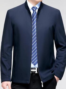 纯男色夹克中年立闲领外套年春季新款商务休公务员爸2333-U-P装爸