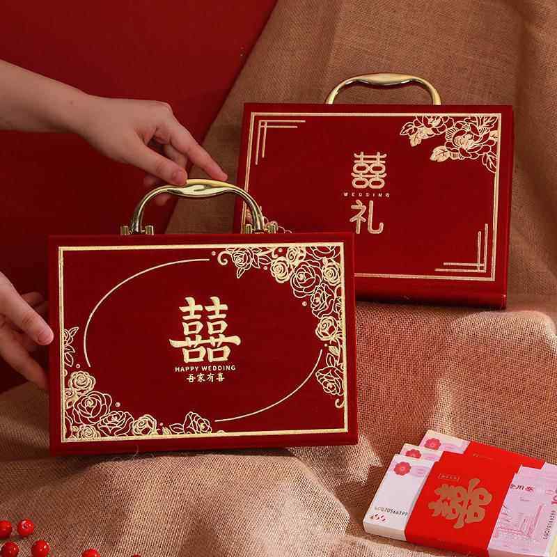 订婚彩礼箱彩礼钱盒子现金彩礼盒结婚布置装饰聘金礼金盒高档