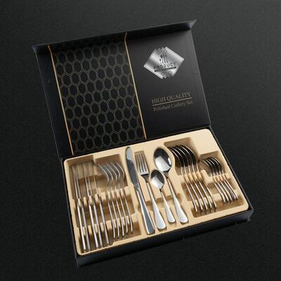 410 stainless steel cutlery, knives, forks, spoons, 24pcs