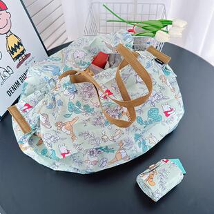 卡通可爱日系环保购物袋chiikawa跳跳虎风琴褶有按扣旅行收纳可携