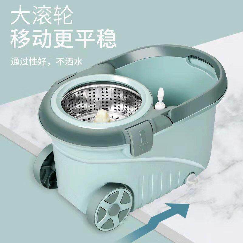 旋转g18式湿拖把桶不锈钢把伸缩杆拖把懒人双动驱干两用加厚拖桶