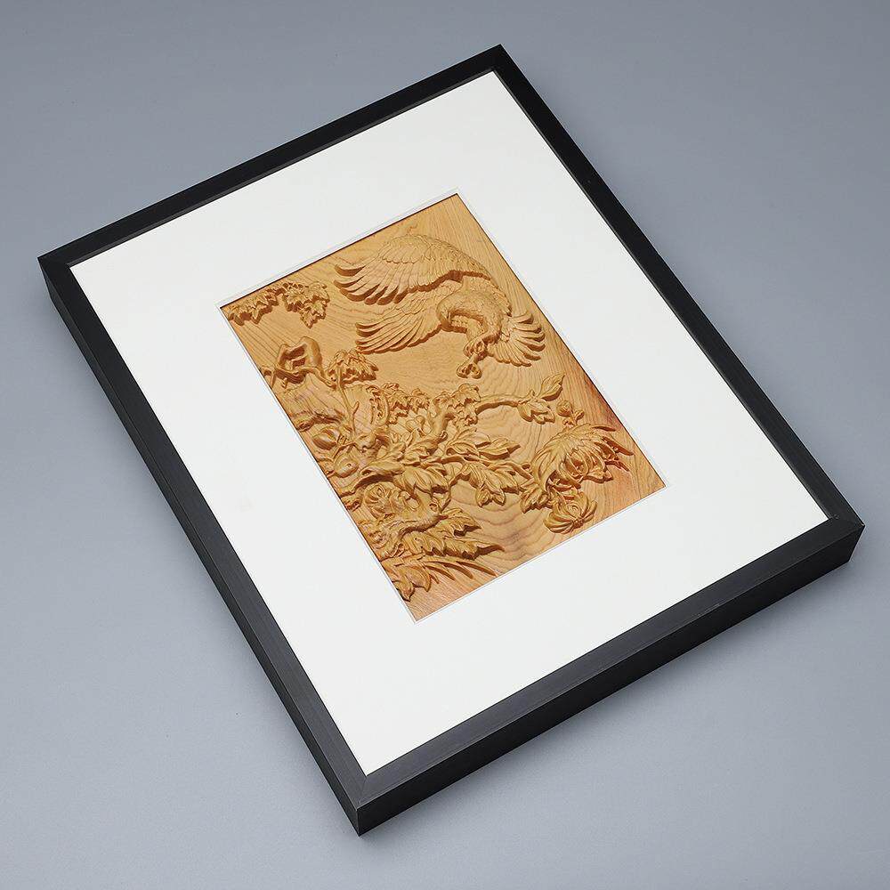 崖柏木雕中式雄鹰装饰画 鹏程万里大鹏展翅办公室玄关挂画工艺品