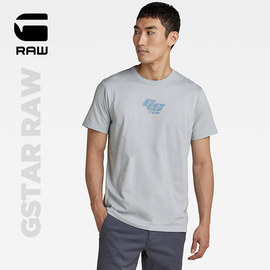 G-STAR RAW 夏季文字图案罗纹圆领男士直筒短袖字母T恤D21643