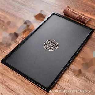 乌金石功夫茶盘 整块天然乌金石茶盘漏水盖板办公家用简约中式