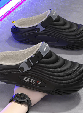 2025秋冬季新款棉拖鞋防水防滑外穿开车包头棉拖男士保暖居家